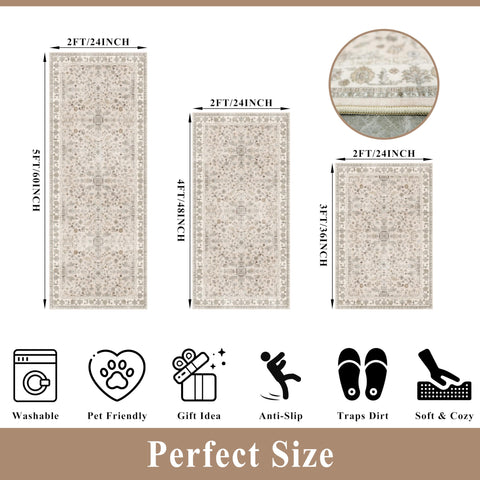 BYYVOO juego 2x4 beige, protección antideslizante para cocinas y entradas.