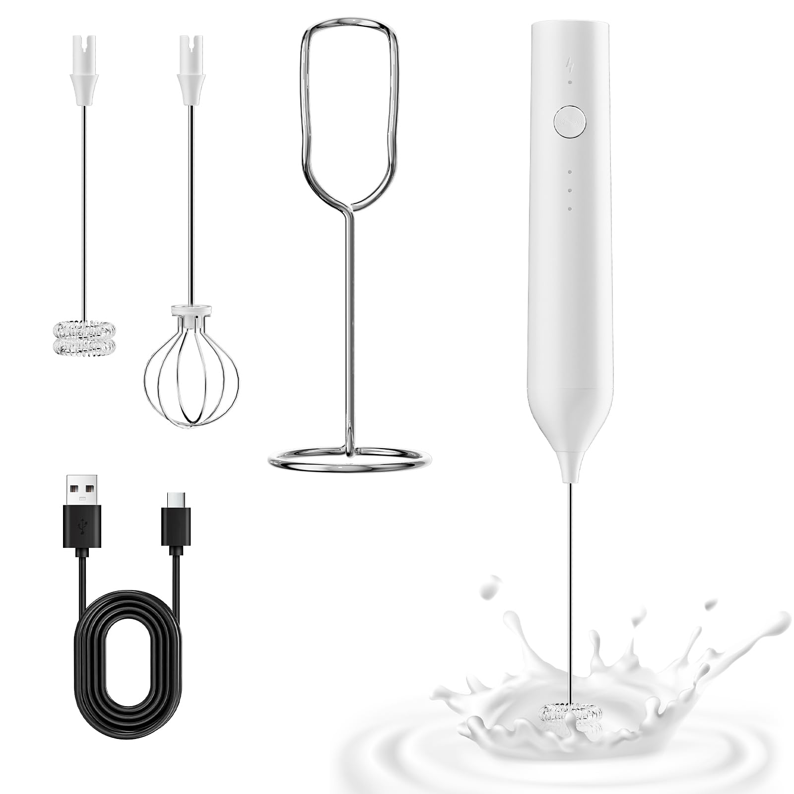 BZPP batidora de leche manual con base para guardado cómodo y uso rápido.