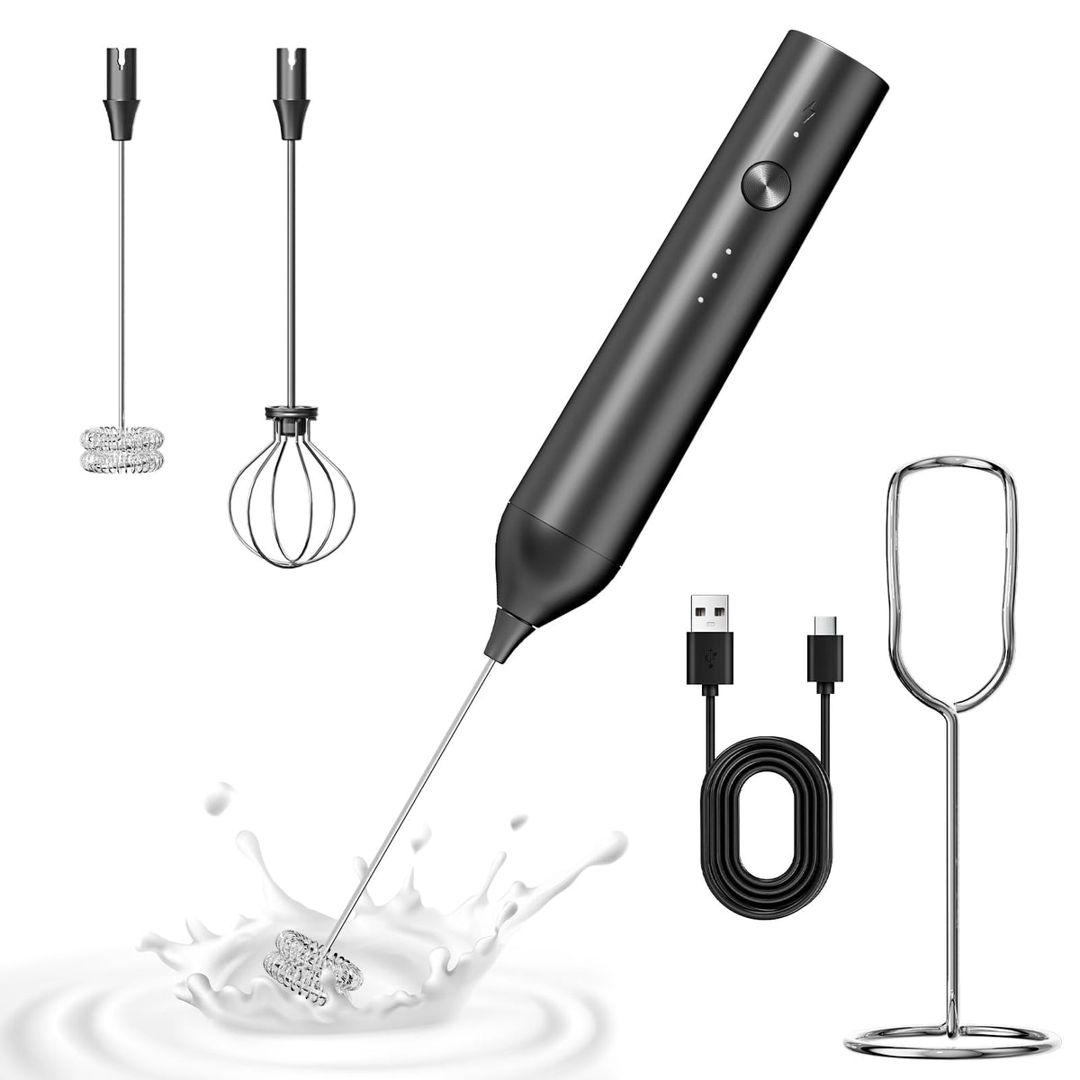 BZPP batidora de leche manual con base, almacenamiento práctico para la cocina