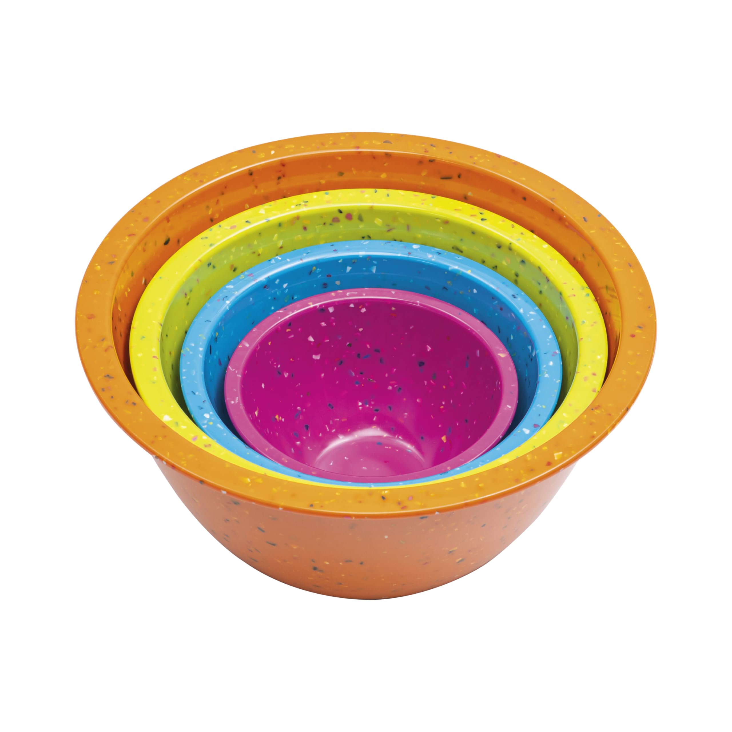 Tazones bzyoo Confetti de 18oz, apilables para optimizar espacio en la cocina.