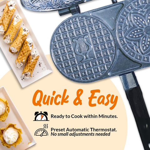 C. Palmer Pizzelle Iron 7500 construcción de aluminio duradera para uso prolongado