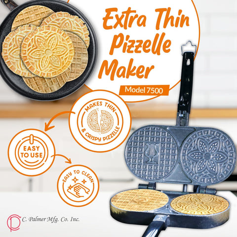 C. Palmer Pizzelle Iron 7500 doble cocción para pizzelles listas más rápido