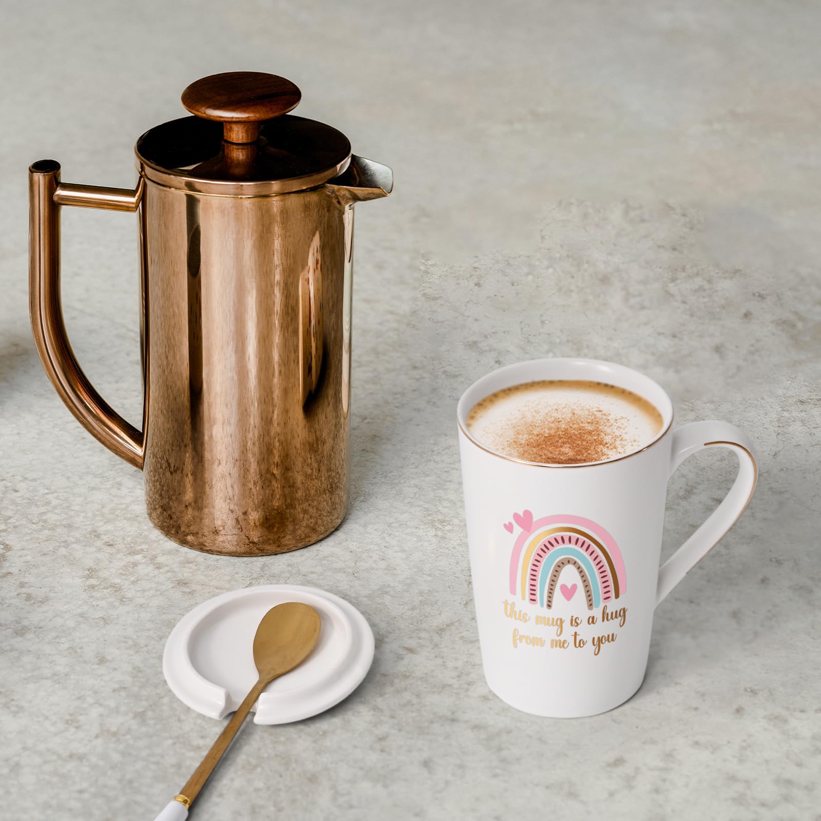 Cabtnca coffee mug, tapa y cuchara incluidos, set listo para regalo.