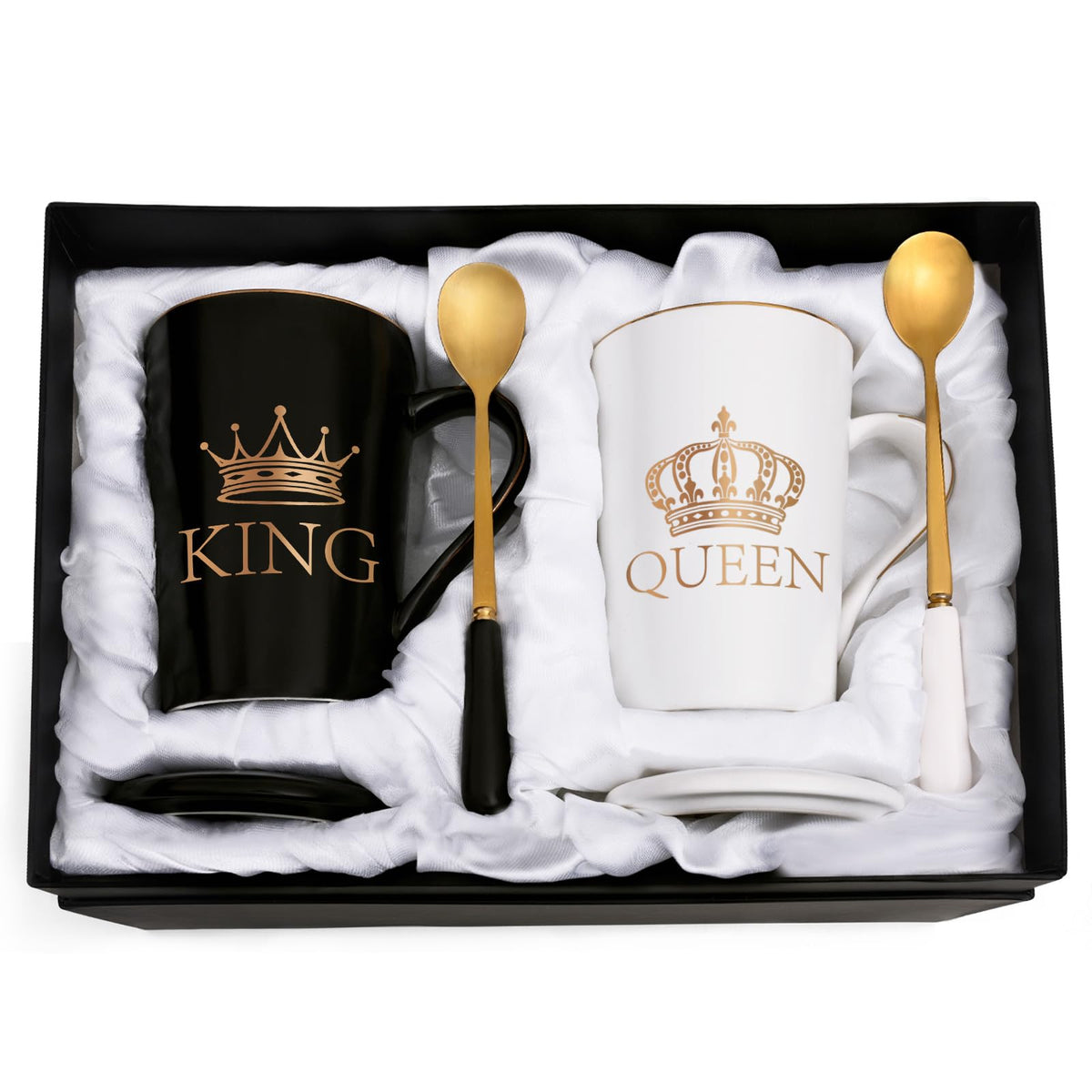 Cabtnca juego tazas rey y reina 14oz en estuche regalo, perfecto para sorprender