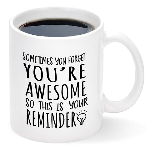Taza Cabtnca con recordatorio inspirador para la oficina, ideal para motivar el día