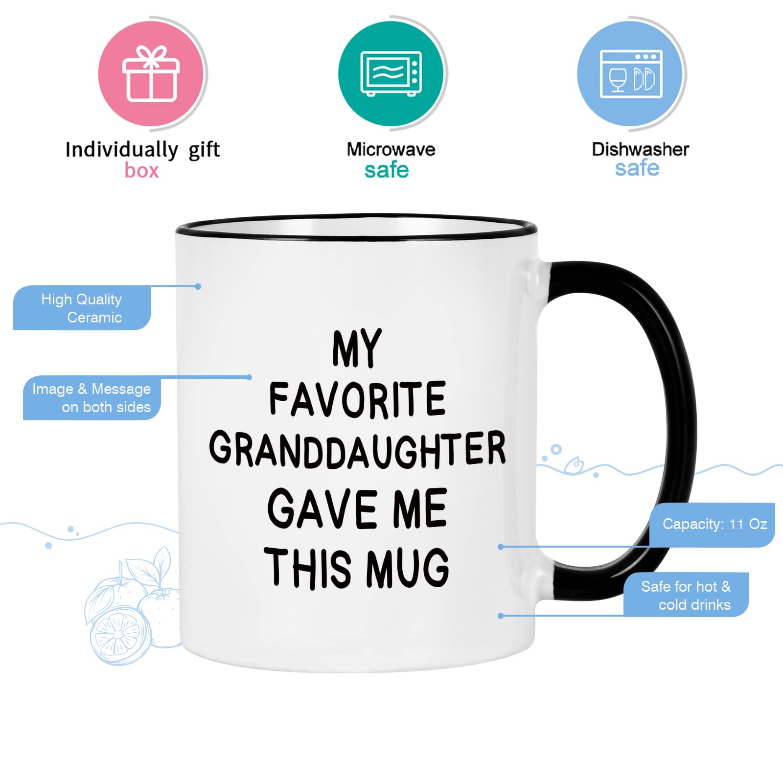 Taza Cabtnca regalo para abuelos, perfecto para Navidad o cumpleaños