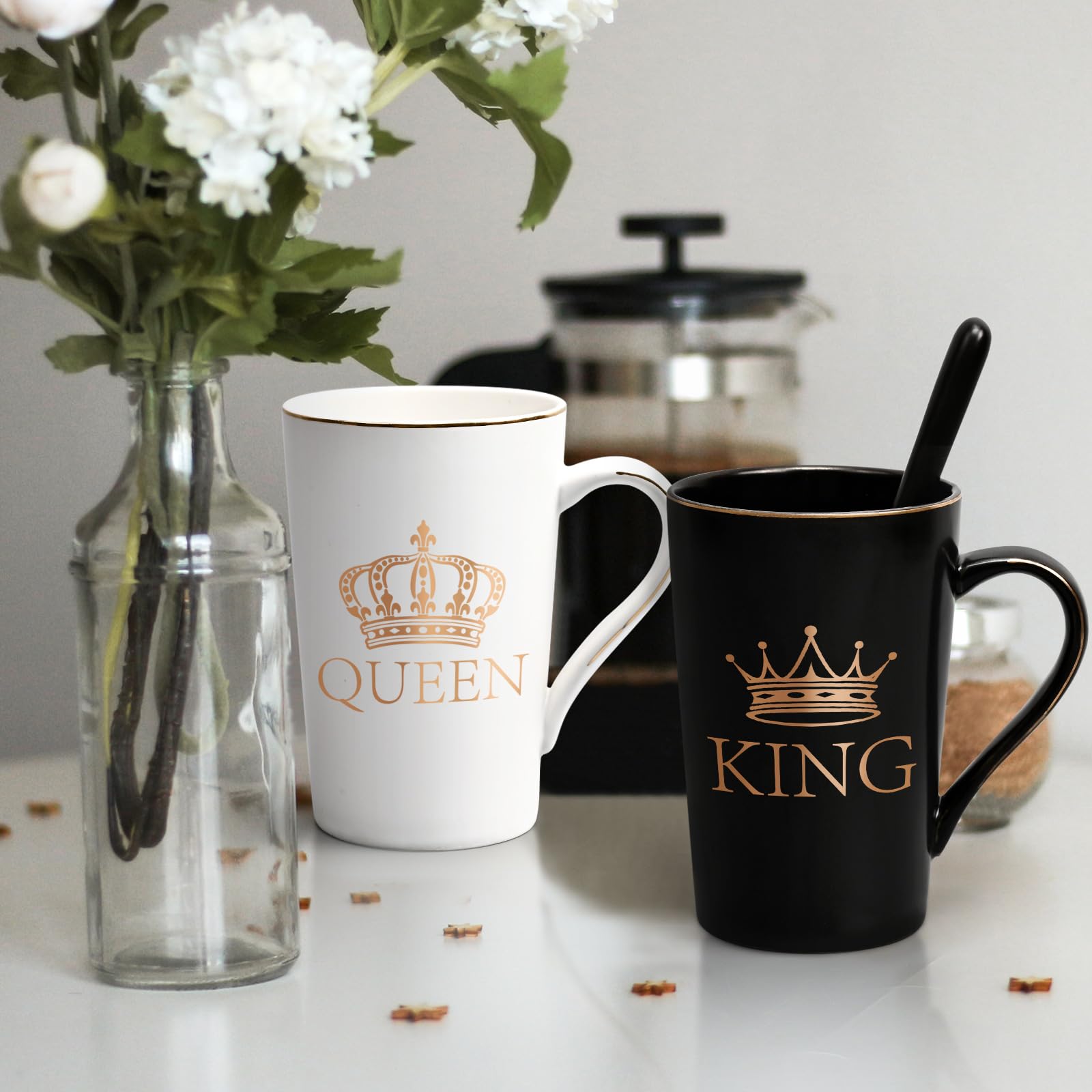 Cabtnca taza rey 14oz dorado, detalle elegante que realza cualquier mesa