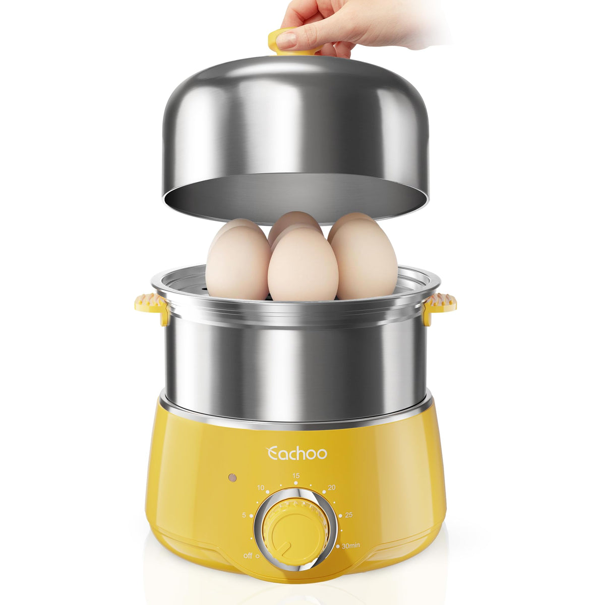 CACHOO cocedor-huevos-14-huevos: capacidad para 14 huevos y cocción eficiente.