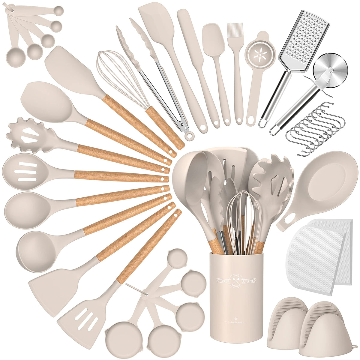 CACOLES juego-utensilios-silicona-43p-conjunto-general: perfecto para cocinar sin rayar ollas