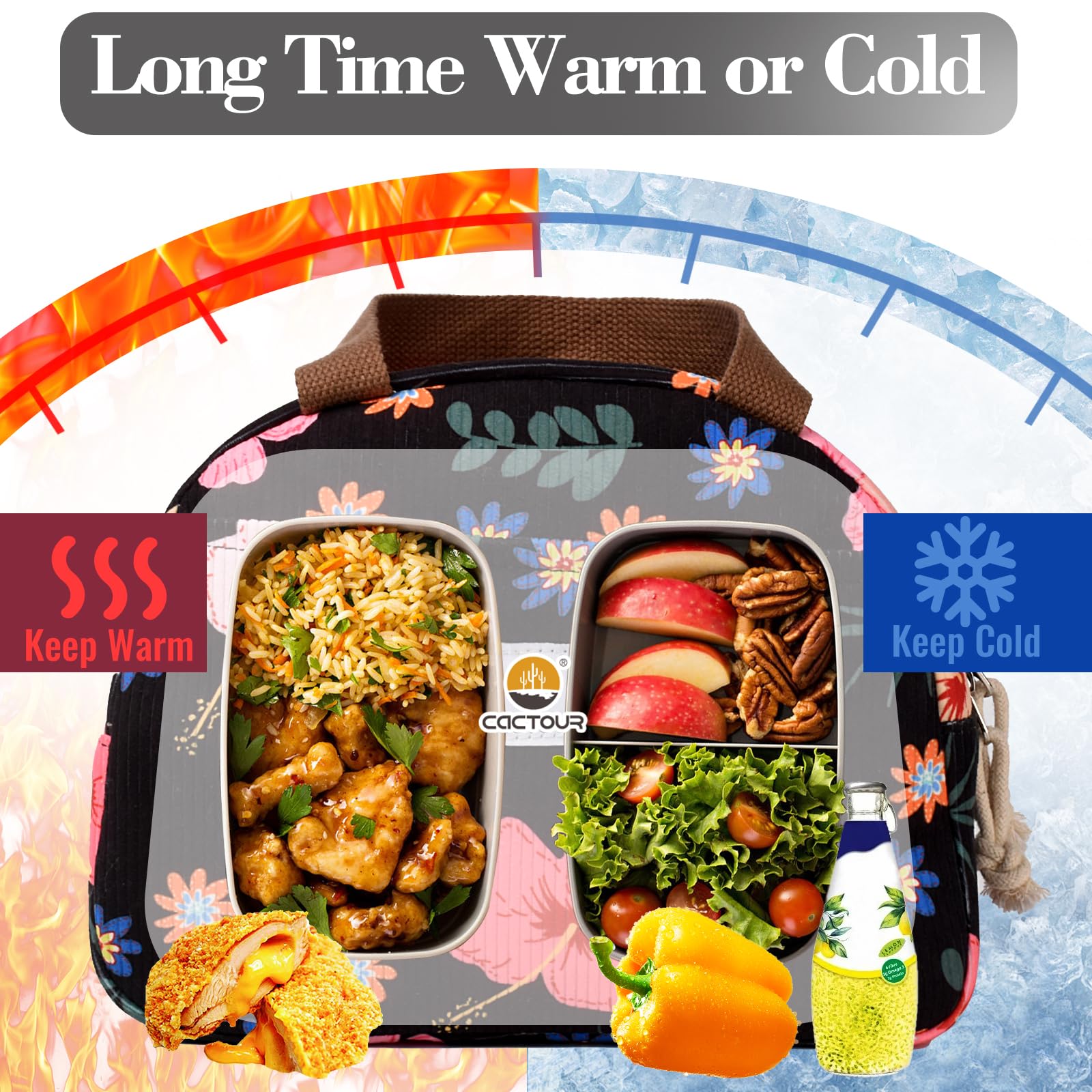 CaCTOUR ideal para trabajo, picnic o salidas, mantiene la comida a buena temperatura.