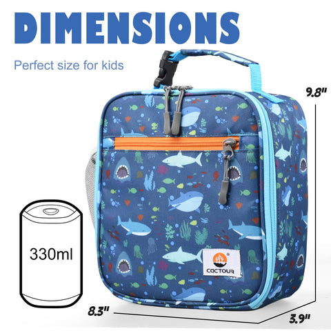 CaCTOUR Lunch Box Kids Shark, interior amplio para meriendas y bocadillos.