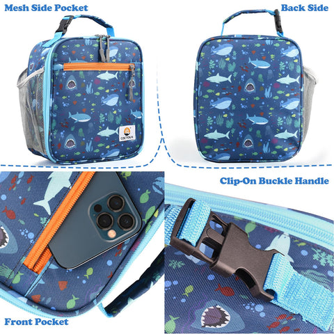 CaCTOUR Lunch Box Kids Shark, uso diario para escuela, picnic y viajes.