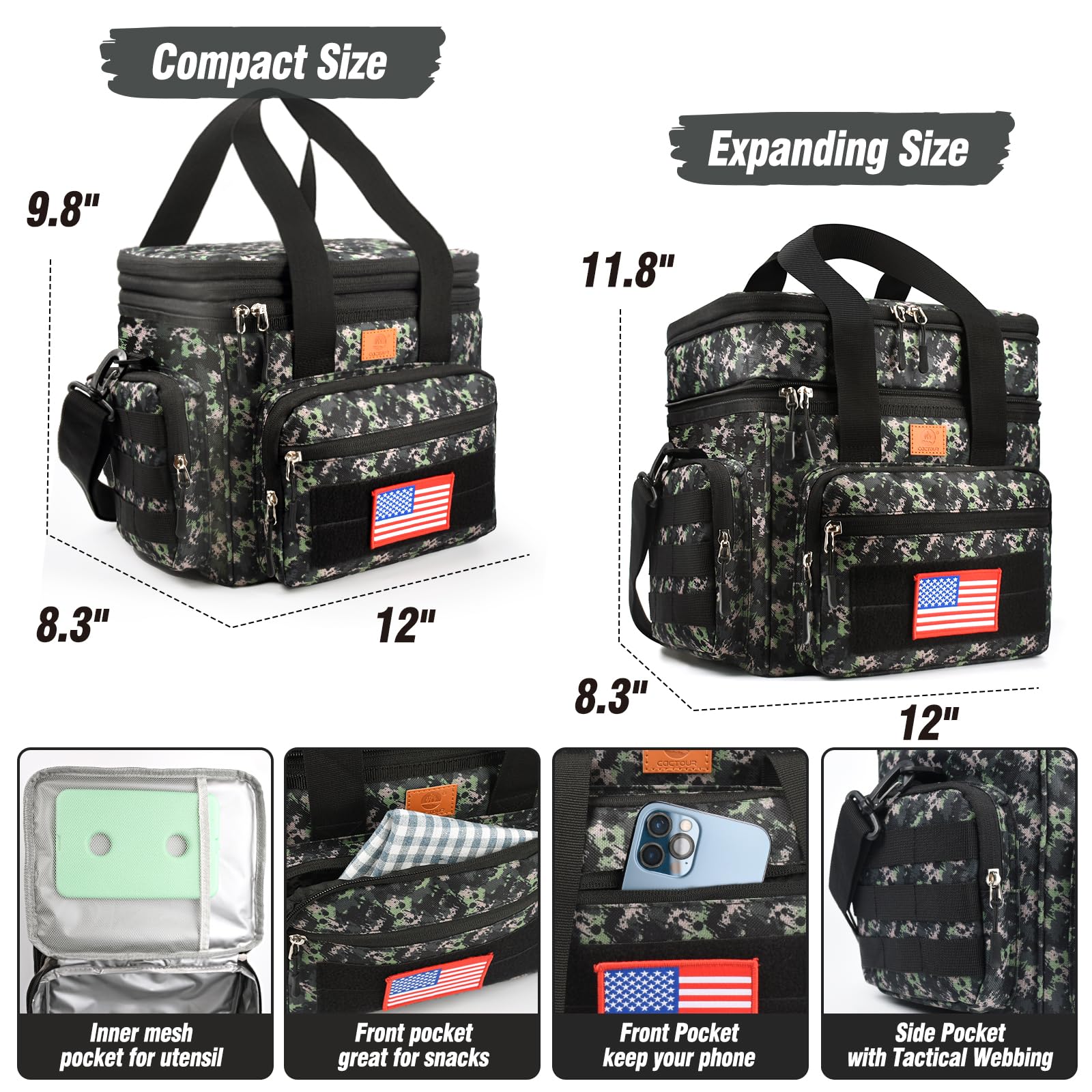 CaCTOUR lunchbox cuatro capas de aislamiento para mantener comida caliente o fría
