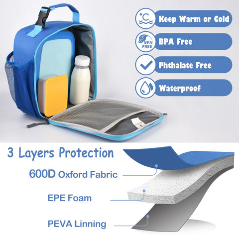 CaCTOUR Lunch Box para niños, asa desmontable para llevar con la mochila.