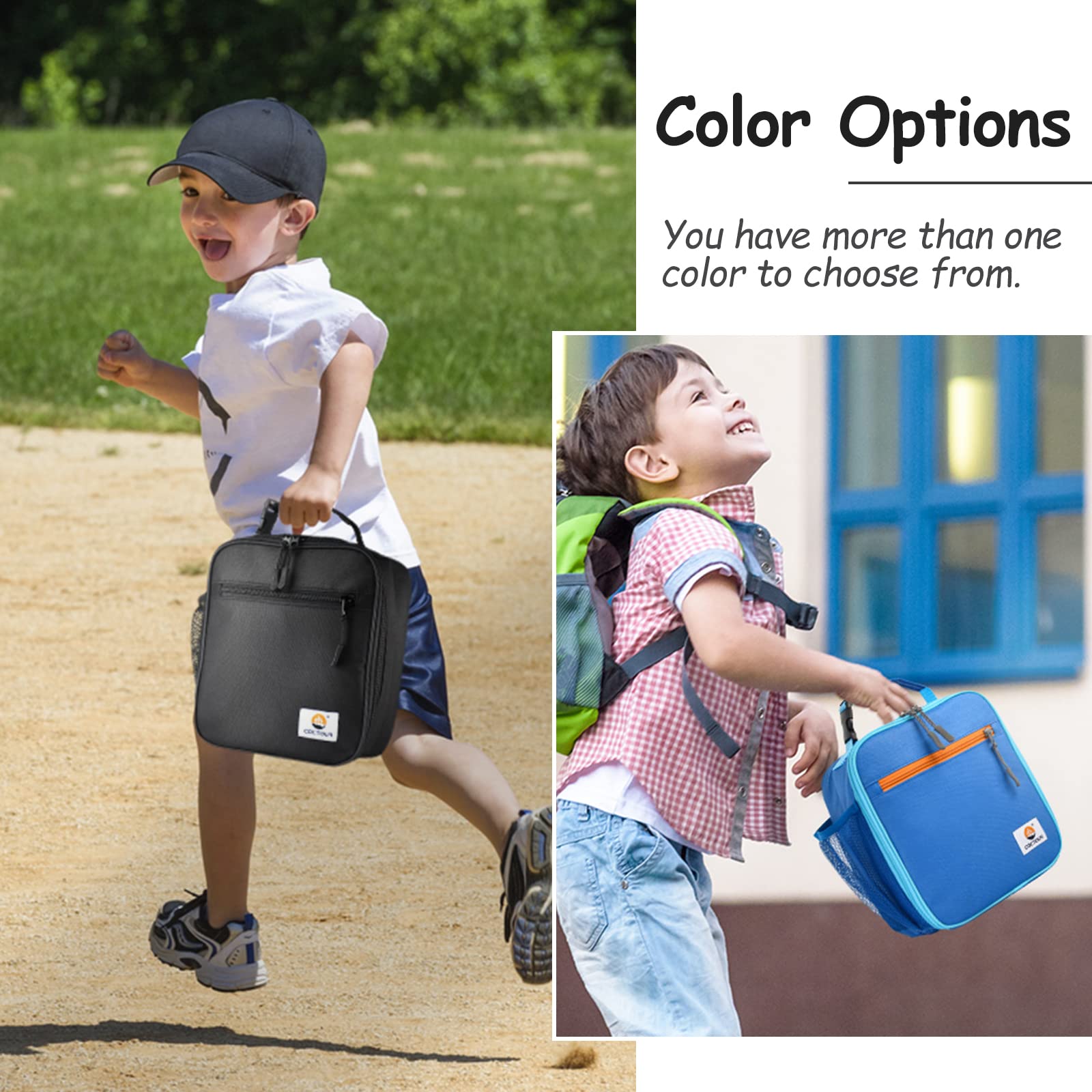 CaCTOUR Lunch Box para niños, bolsillo frontal para teléfono y objetos pequeños.