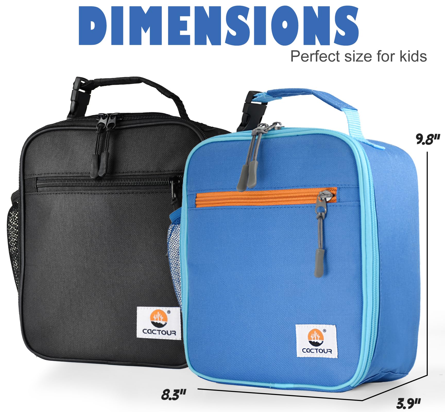 CaCTOUR Lunch Box para niños, bolsillo interior de malla para utensilios y meriendas.