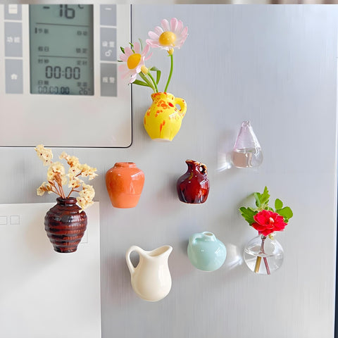 Cacukap imán planta 3D, jarrón pequeño para decoración de escritorio.