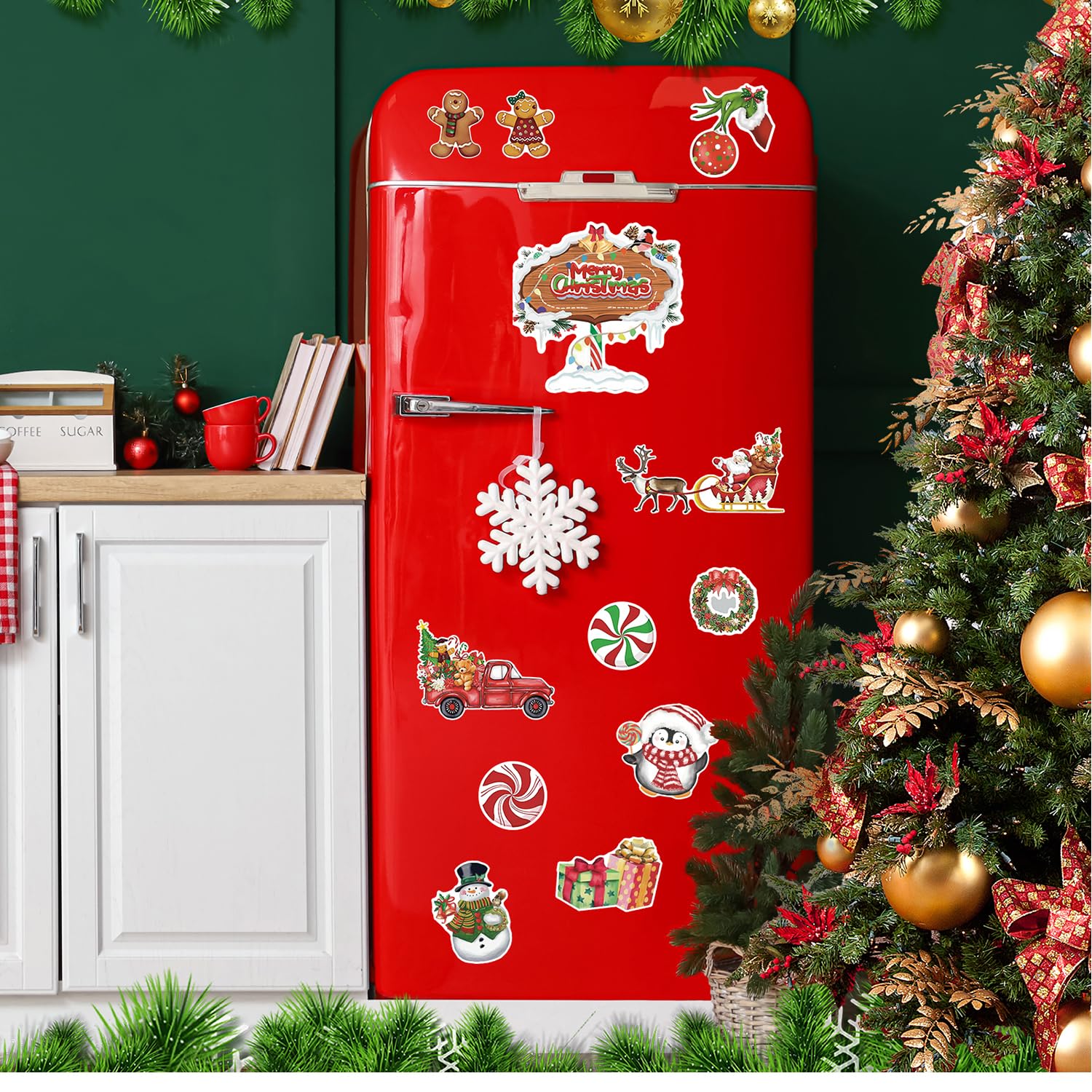 Imán de árbol de Navidad Cacukap para superficies magnéticas, aspecto vibrante.