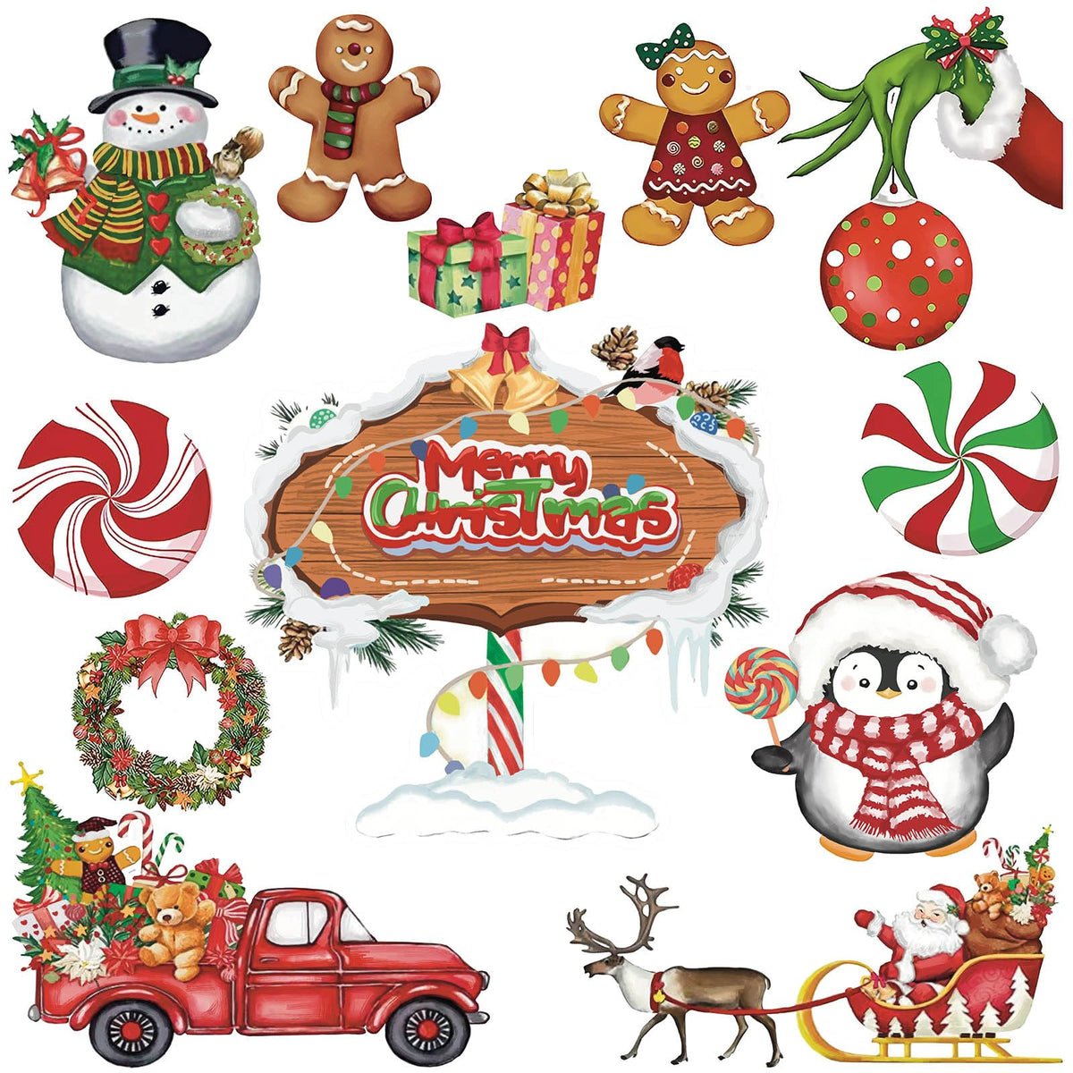 Imanes navideños Cacukap, conjunto de 12 para decorar la nevera con colores festivos.
