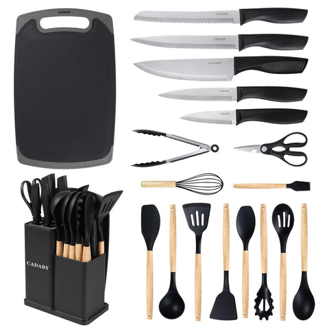 Cadaby utensilios de silicona 11 piezas, resistentes al calor para cocinar con seguridad.