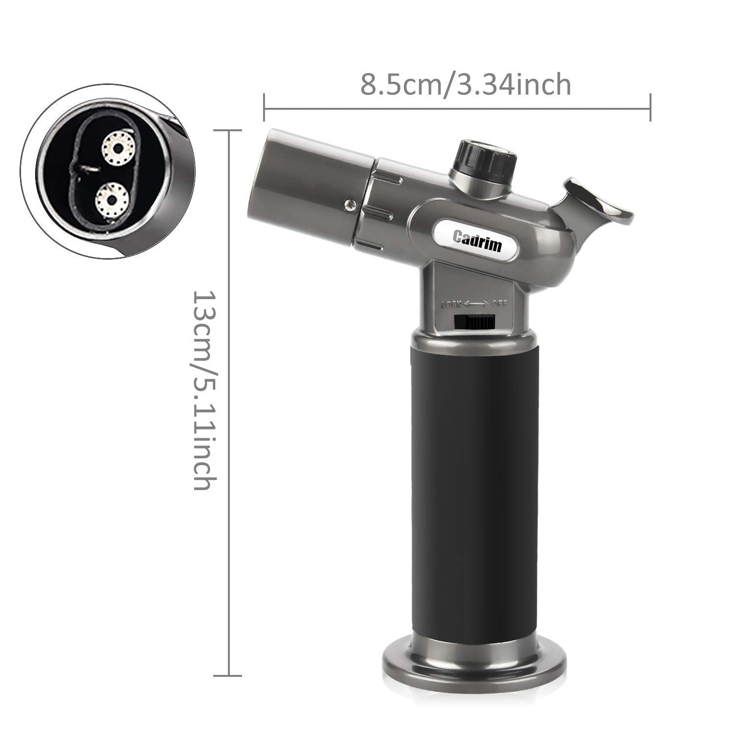 Cadrim soplete con base estable y seguridad integrada.