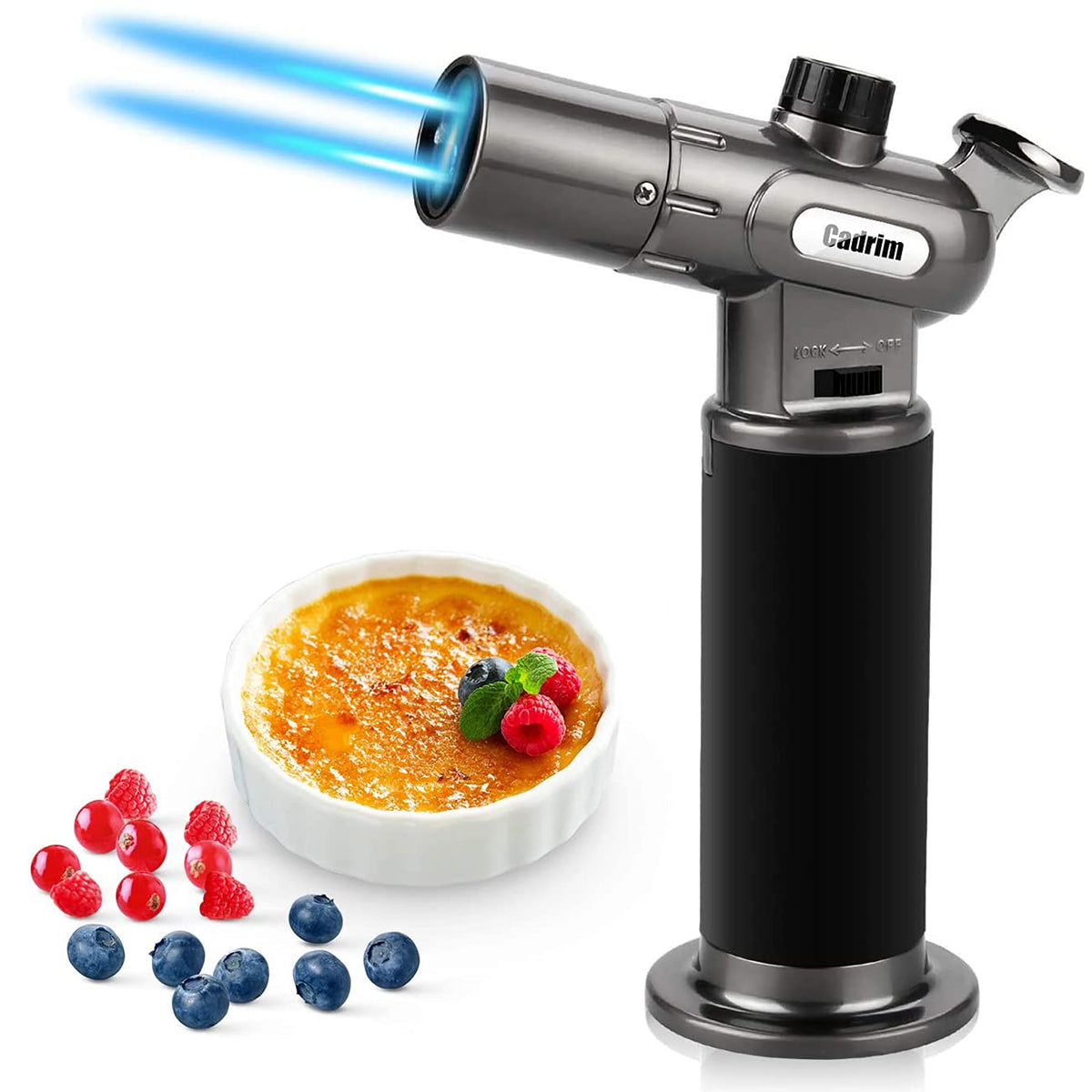 Cadrim soplete de cocina recargable con doble fuego para mayor precisión.