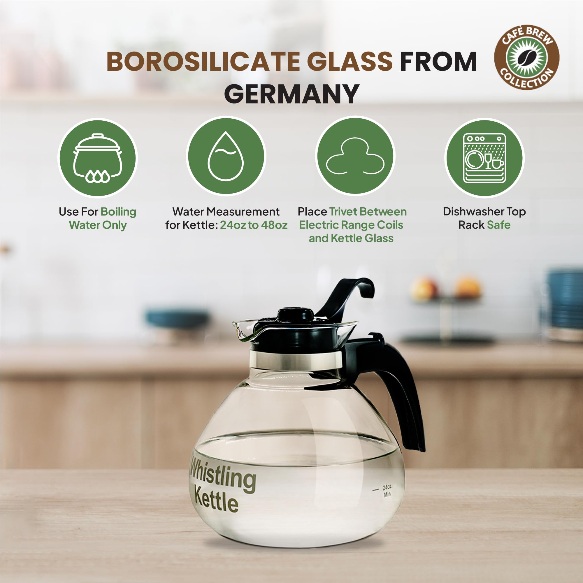 CAFÉ BREW COLLECTION: vidrio borosilicato resistente para hervir con seguridad.