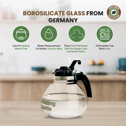 CAFÉ BREW COLLECTION: vidrio borosilicato resistente para hervir con seguridad.
