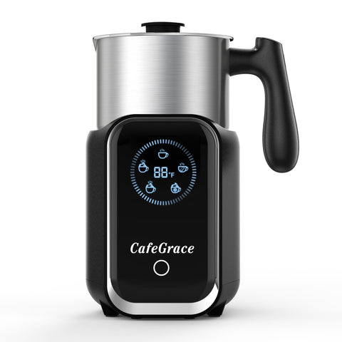CafeGrace espumador-leche 5-en-1 frontal con pantalla, ideal para espuma perfecta