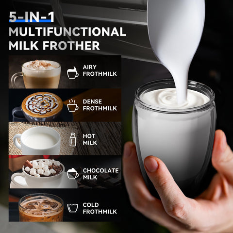 CafeGrace espumador-leche 5-en-1, mecanismo imantado para espumas densas y cremosas