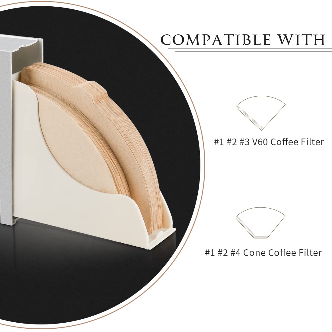 CAFEMASY Cone Filter Holder con cajón deslizante para ordenar filtros.