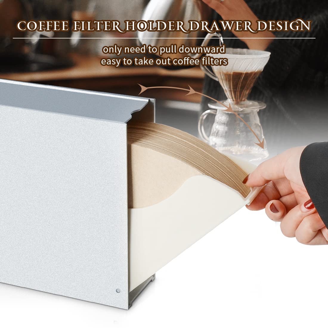 CAFEMASY Cone Filter Holder capacidad para 100 filtros en mostrador.