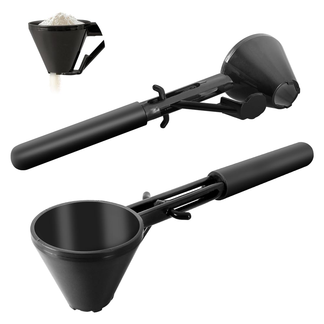 CAFEMASY cucharón medidor con embudo para proteína, dosificación precisa.