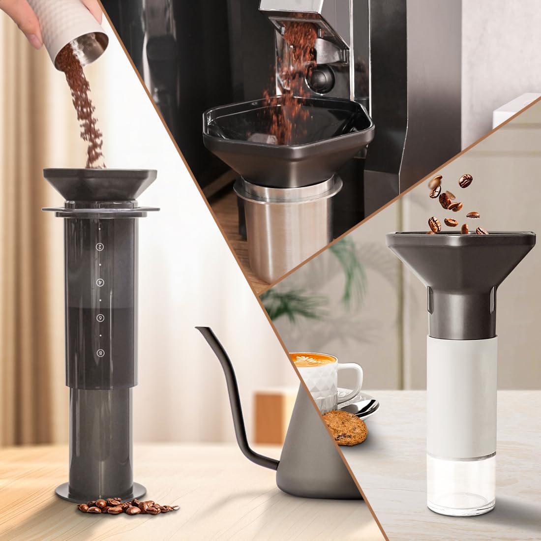 CAFEMASY embudo para granos en molino de mano sin derrames.