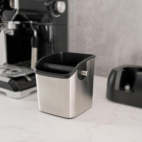 CAFEMASY Caja de golpes, capacidad-pastillas-espresso para limpieza rápida.