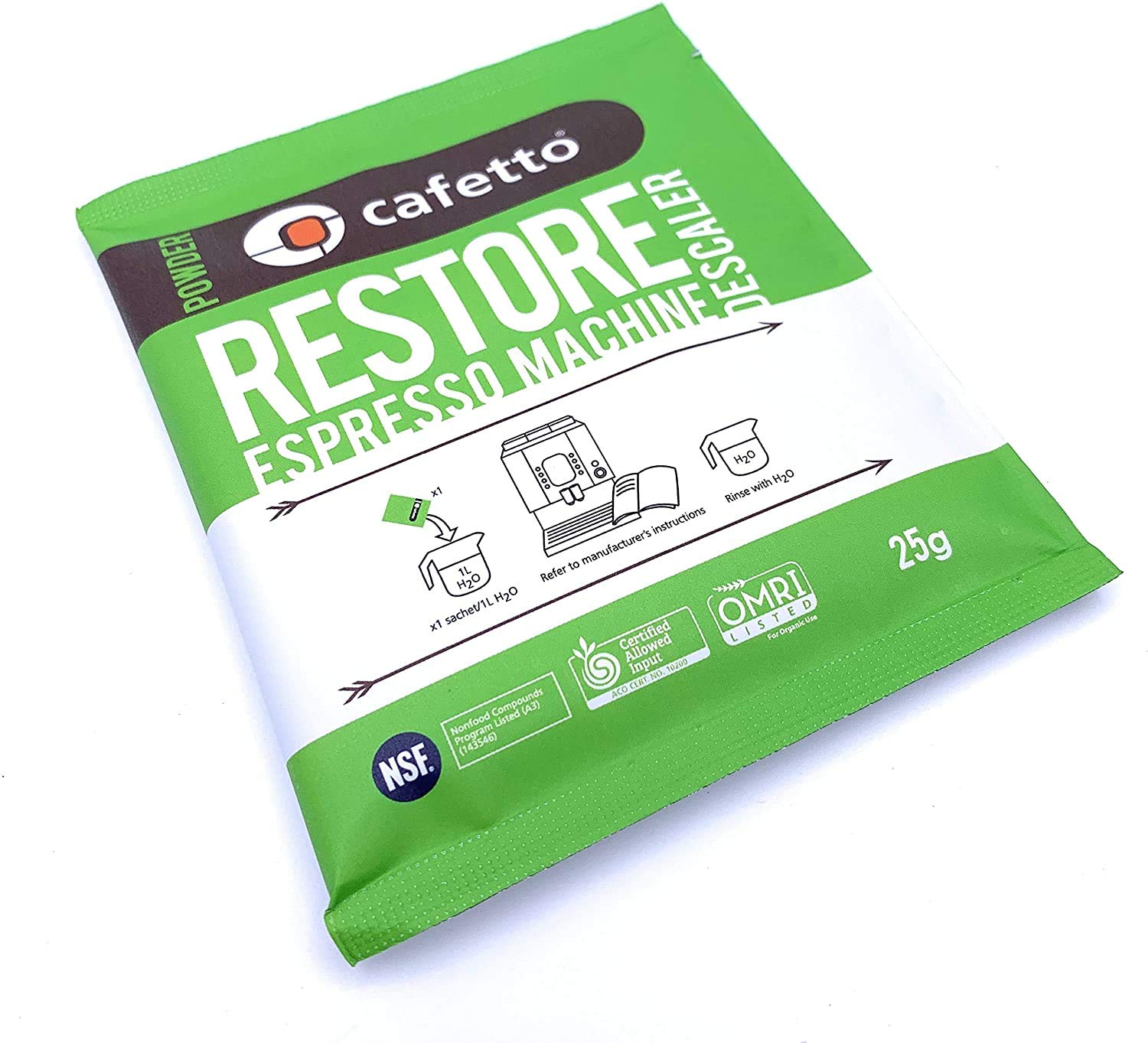 Cafetto Restore listo para aplicar en la máquina de café y descalcificar.