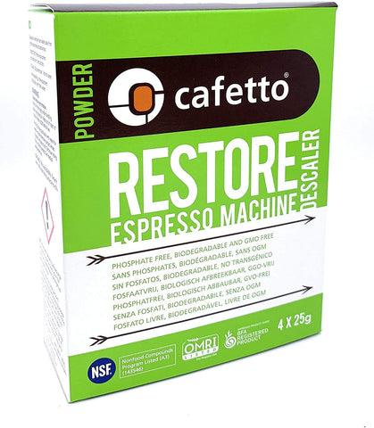 Cafetto Restore: cuatro sobres de un solo uso para desincrustar la cafetera.