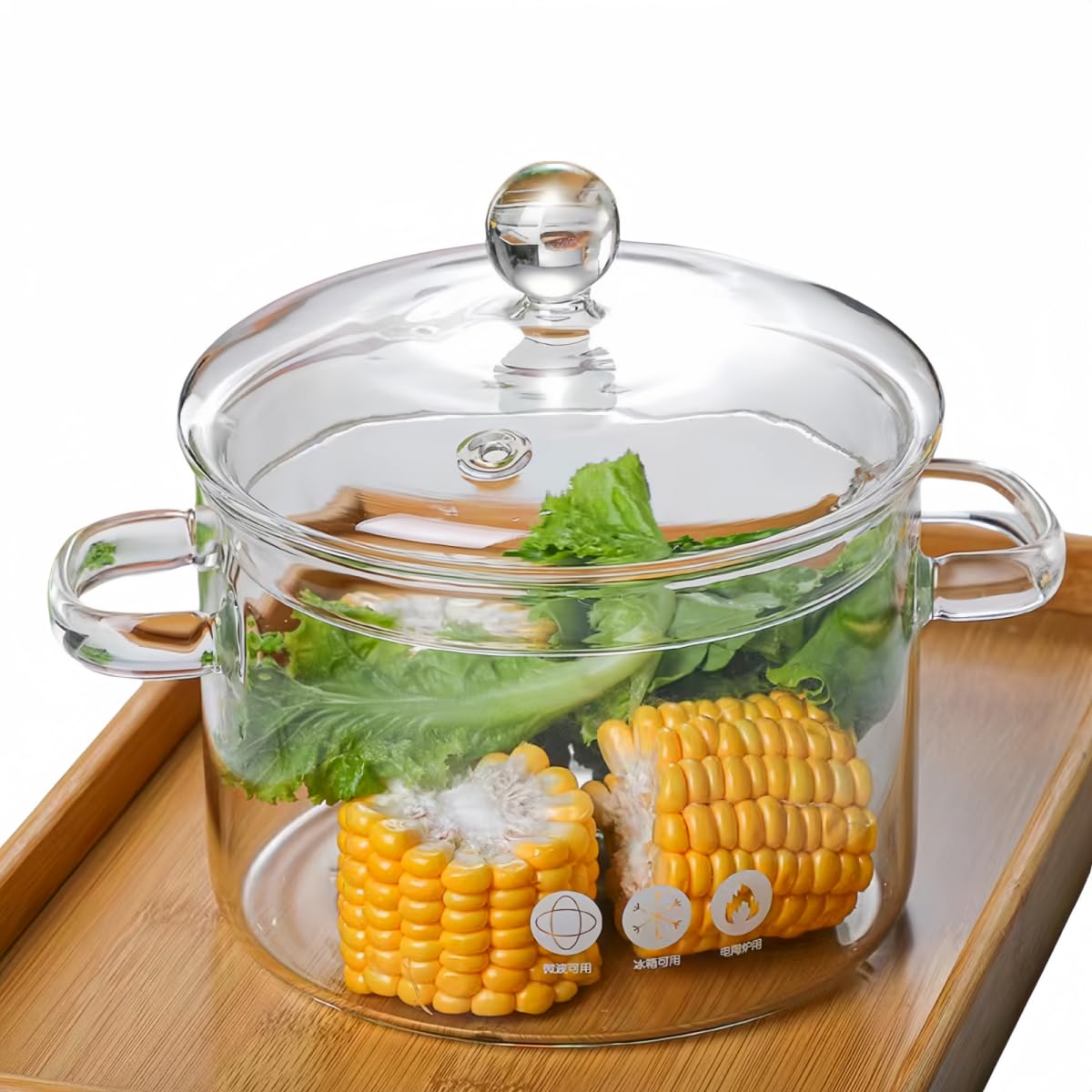 CAFEZAYO olla de vidrio 1.35L, ideal para observación y cocción sin cambiar sabor.