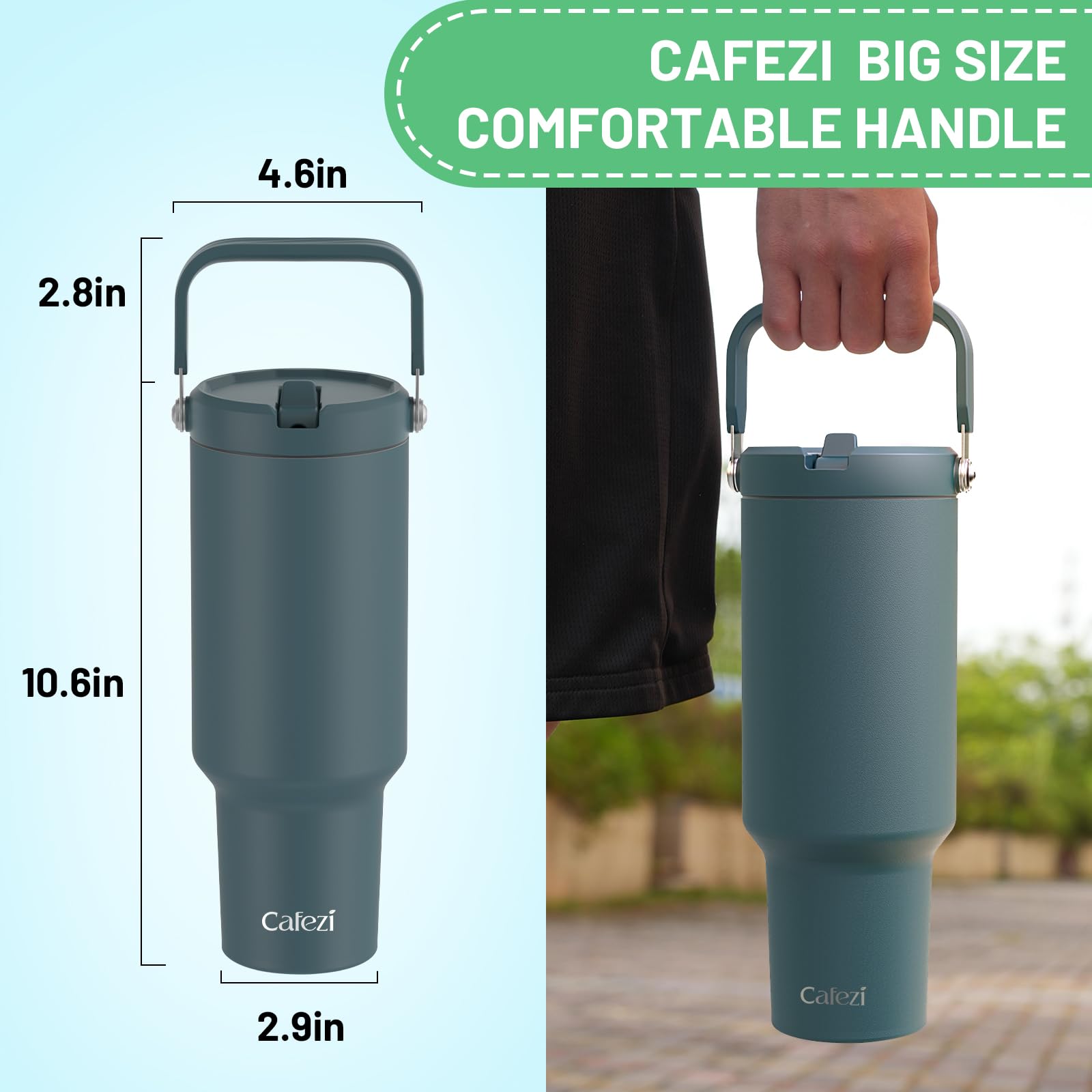 Cafezi 40 onzas tumbler prueba de fugas garantiza tranquilidad en bolsos