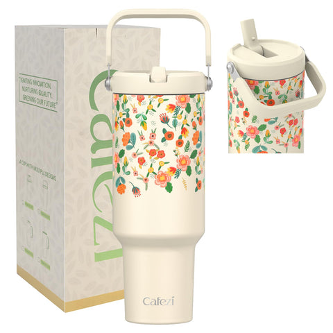 Cafezi 40 onzas tumbler con tapa-paja facilita sorber en movimiento