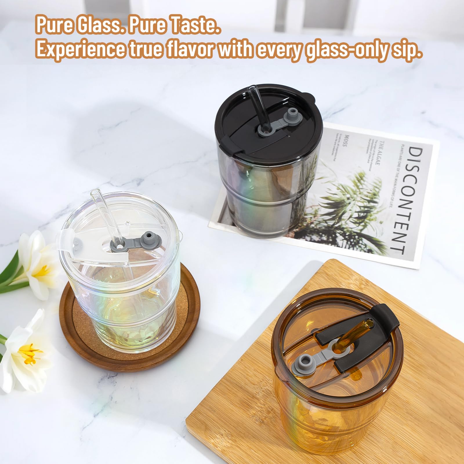 Cafezi pajilla de cristal incluida para beber sin plástico y fácil limpieza.