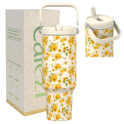 Cafezi tumbler 40oz con asa y pajilla, cómodo para llevar y beber en movimiento.