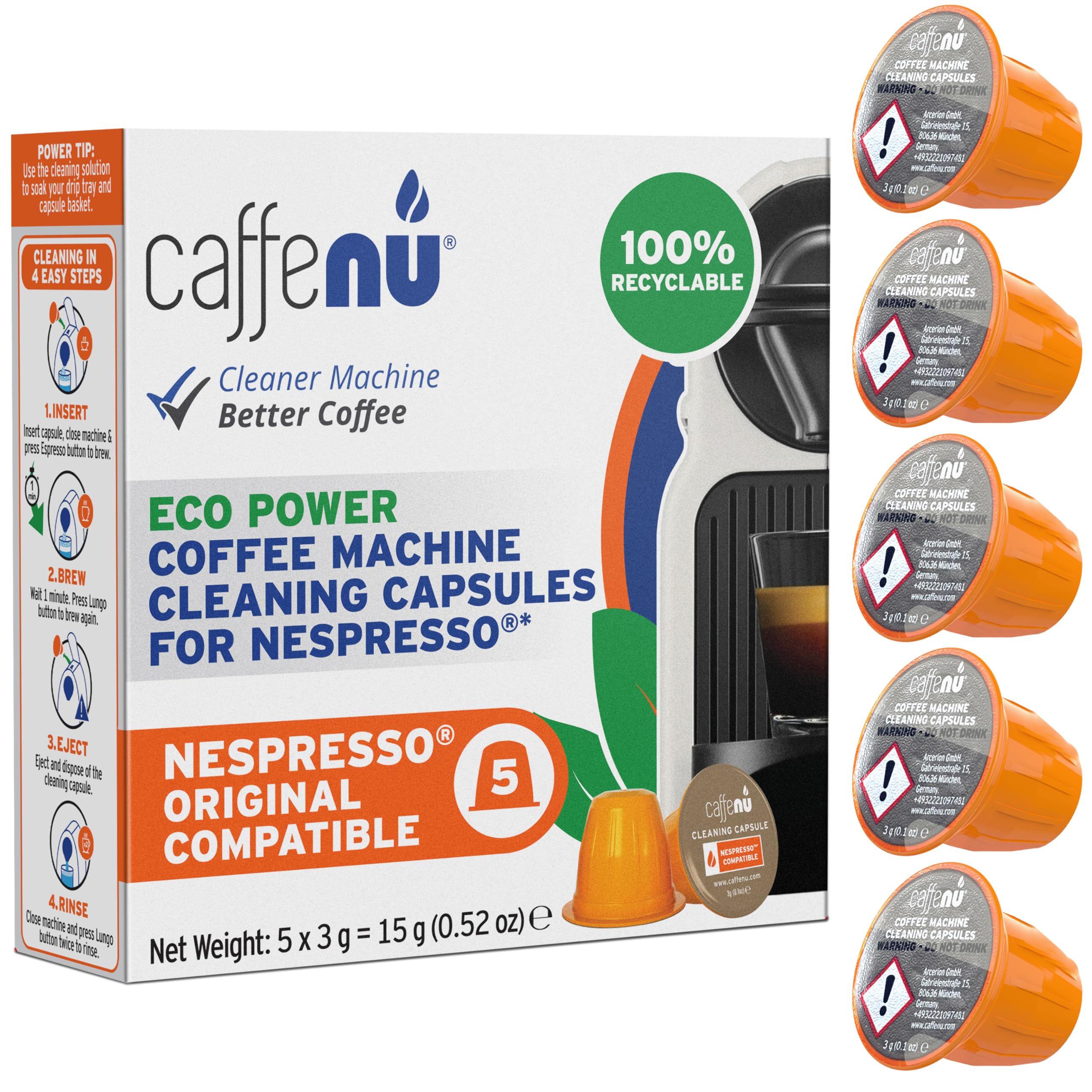 Caffenu: cápsulas de limpieza para Nespresso Línea Original mejoran el sabor.