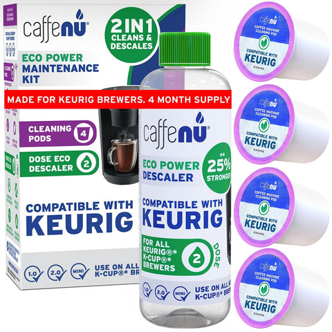 Caffenu Keurig descalcificador: botella para eliminar sarro y mantener rendimiento.
