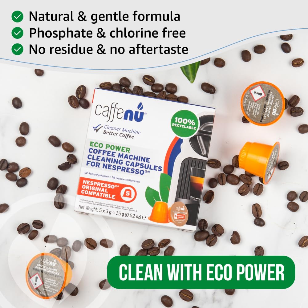 Caffenu limpia la cámara de preparación y mejora el aroma del café.