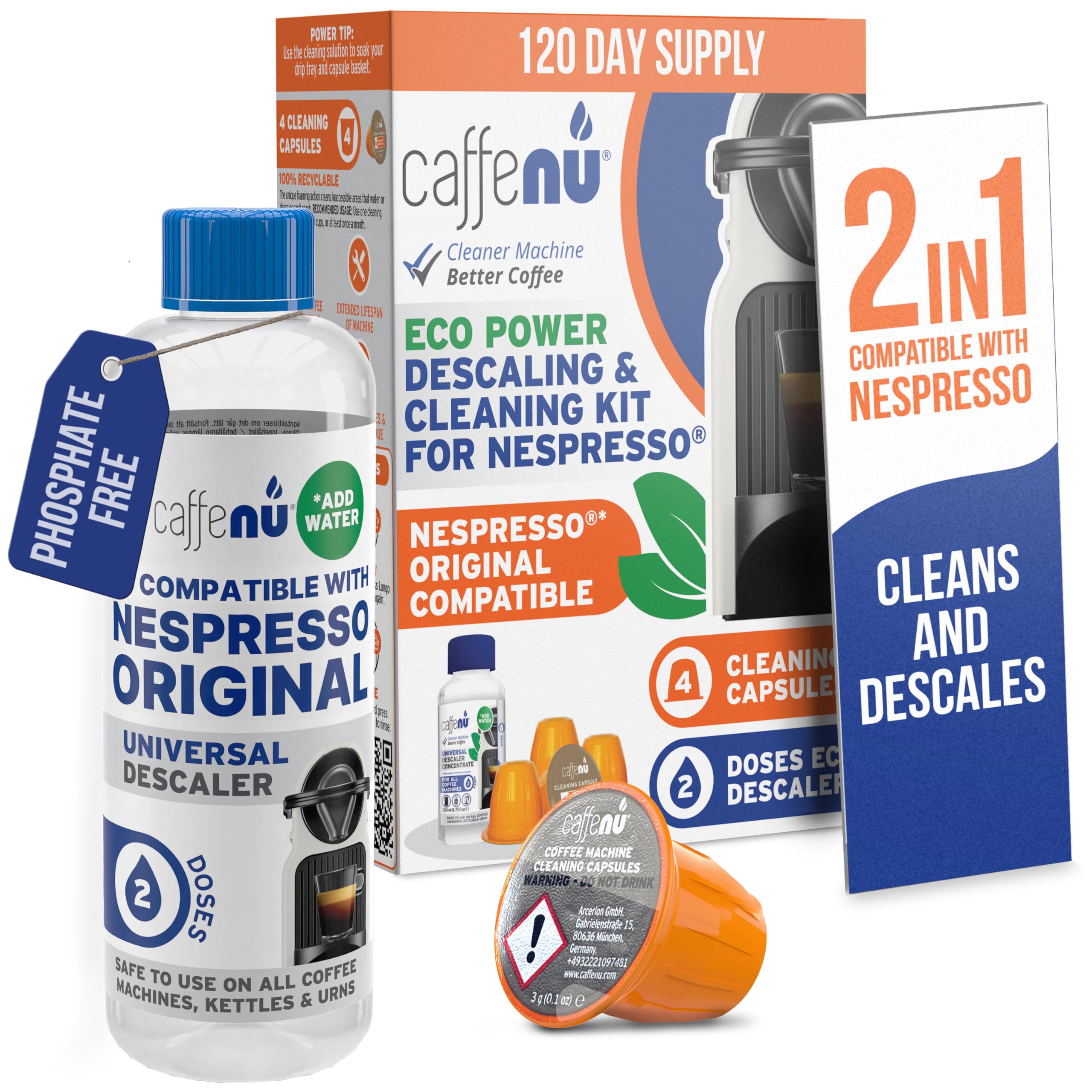 Caffenu Nespresso Originaline: descalcificador kit para una limpieza profunda y prolongar la vida de la maquina.
