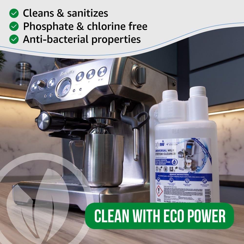Solución de limpieza Caffenu, preparación rápida para circuito de leche estable.