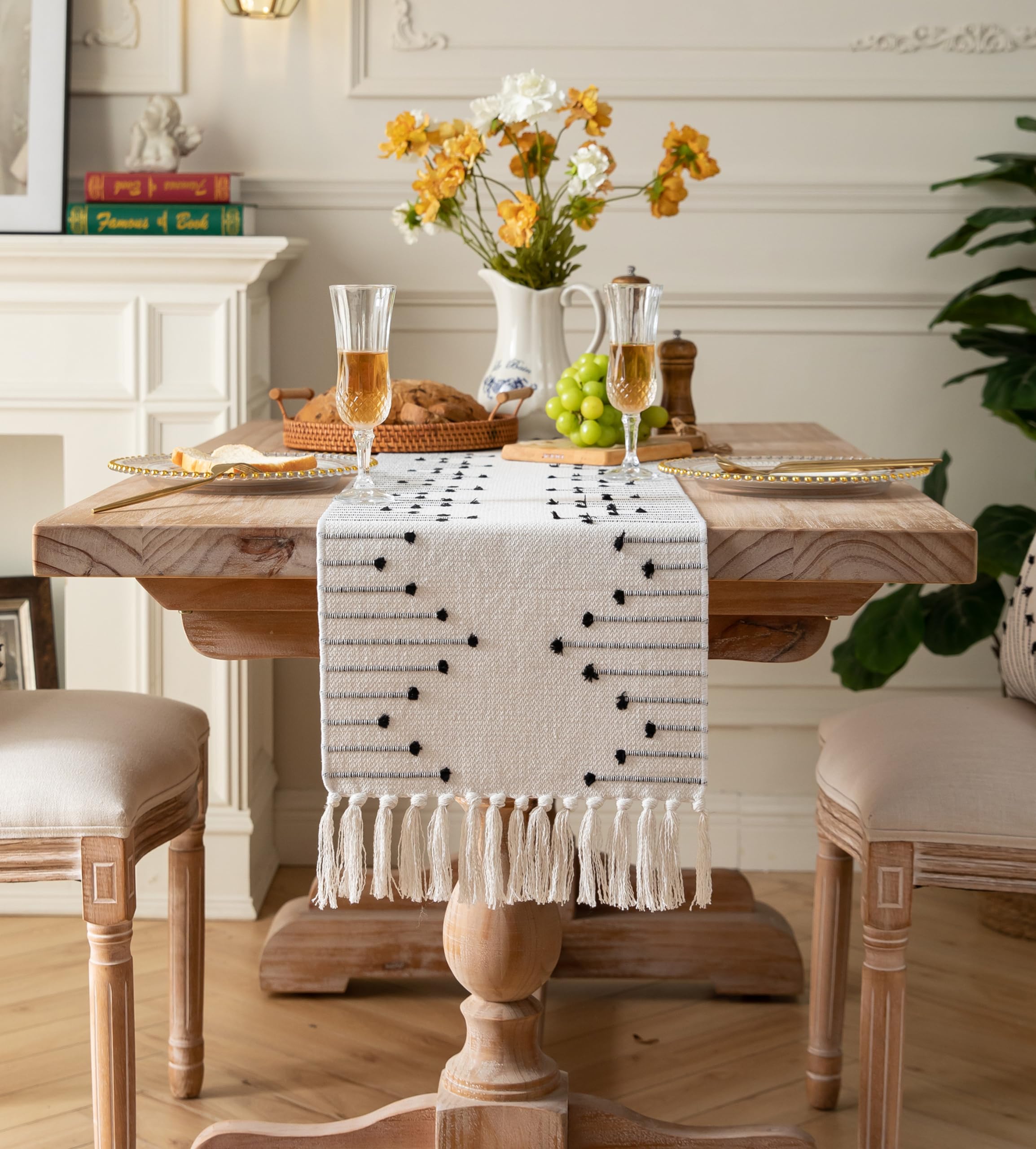 Caflife corredor de mesa boho, cuidado fácil y lavado sencillo.