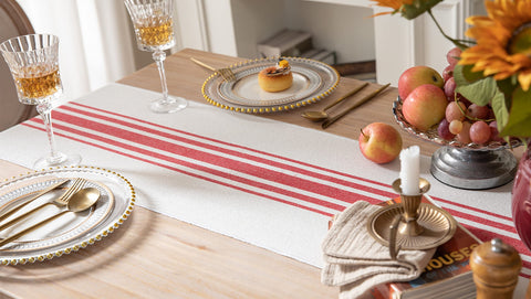Caflife Runner de algodón tejido, protege la mesa con acabado natural.