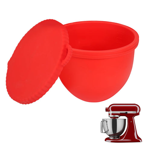 Cafunner inserto de cuenco silicona para KitchenAid con cabezal inclinable, facilita batidos sin ensuciar.